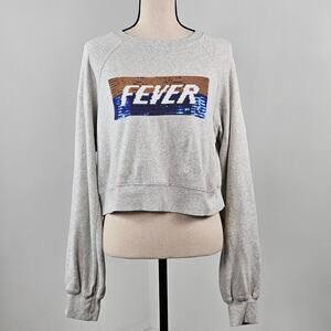 Pam & Gela Sequin Cropped Sweatshirt Gray Pullover | Women's Small‎ | FLAWS